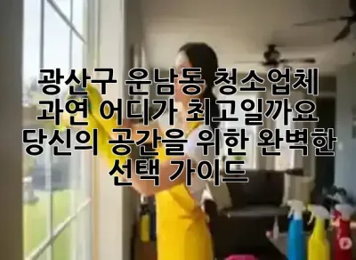 🌟 광산구 운남동 청소업체, 과연 어디가 최고일까요? 당신의 공간을 위한 완벽한 선택 가이드! ✨